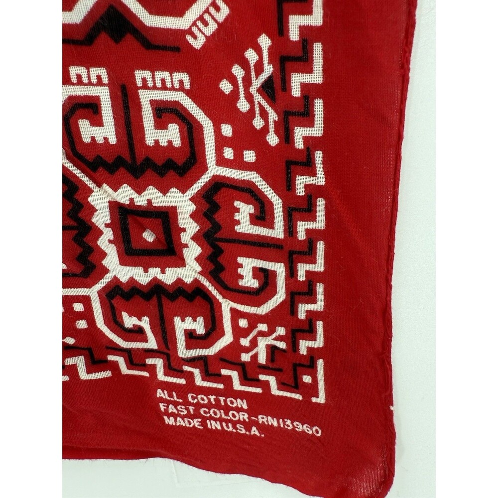 Vintage Color Fast 100% Cotton Bandana Red USA Made Handkerchief Rockabilly